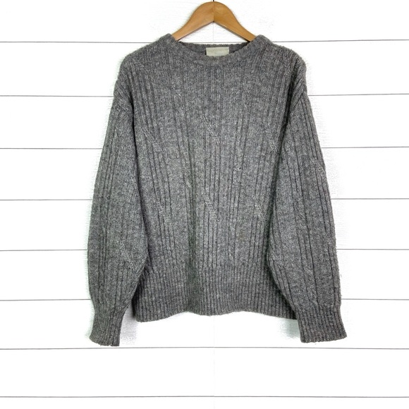 BOGNER Wool Angora Cable Knit Sweater Jumper Gray Grey Chunky Warm 40 Germany - Picture 1 of 5